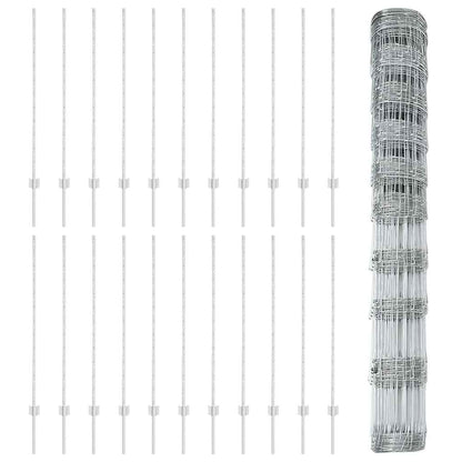 Outdoor Wild Fence with Posts 50 x 1.2 m Galvanised Steel Mesh