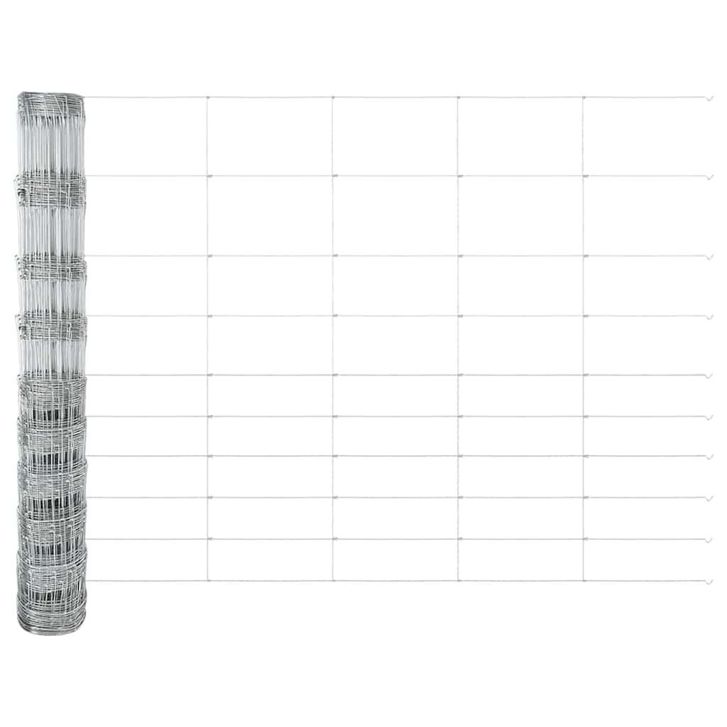 Outdoor Wild Fence with Posts 50 x 1.2 m Galvanised Steel Mesh