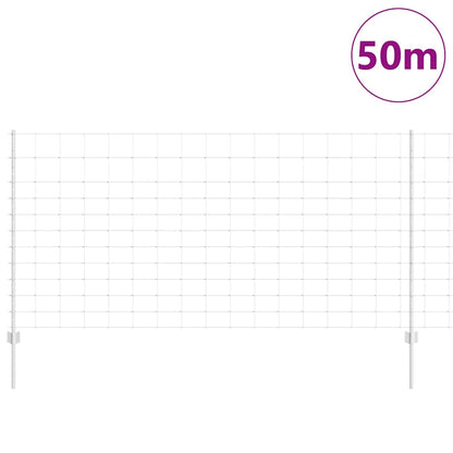 Outdoor Wild Fence with Posts 50 x 1.2 m Galvanised Steel Mesh