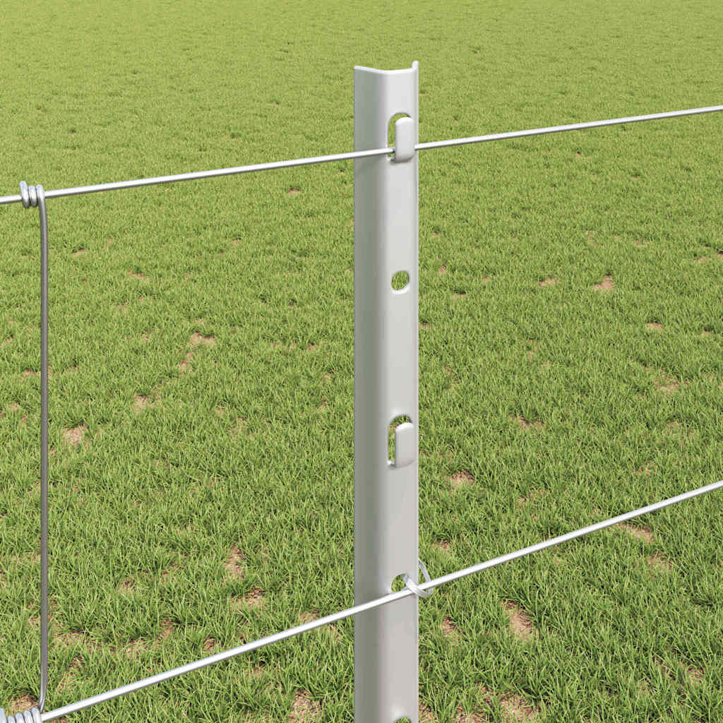 Outdoor Wild Fence with Posts 50 x 1.2 m Galvanised Steel Mesh