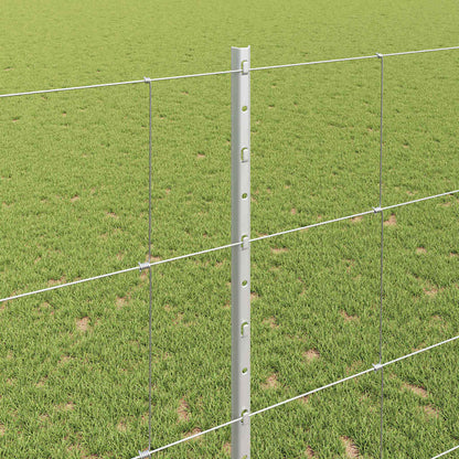 Outdoor Wild Fence with Posts 50 x 1.4 m Galvanised Steel Mesh
