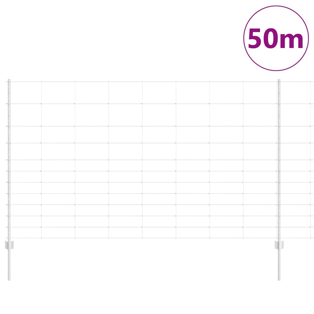 Outdoor Wild Fence with Posts 50 x 1.4 m Galvanised Steel Mesh