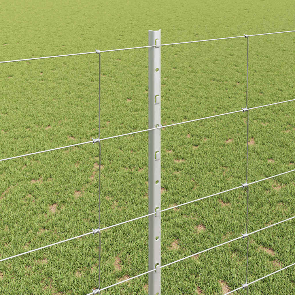 Outdoor Wild Fence with Posts 50 x 1.4 m Galvanised Steel Mesh