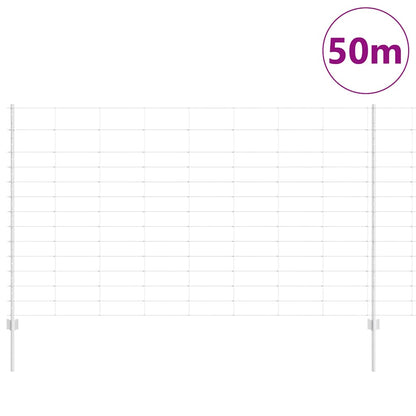 Outdoor Wild Fence with Posts 50 x 1.4 m Galvanised Steel Mesh