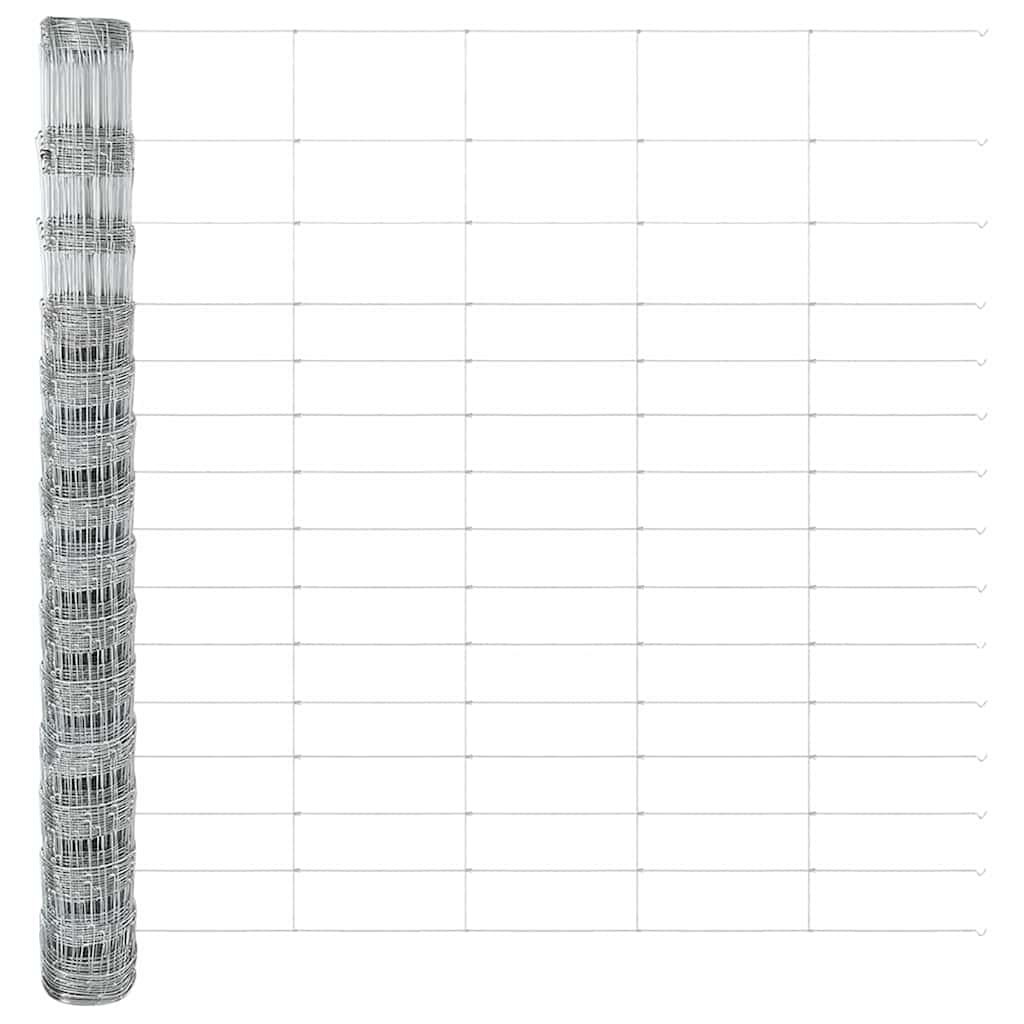 Outdoor Wild Fence with Posts 50 x 1.6 m Galvanised Steel Mesh