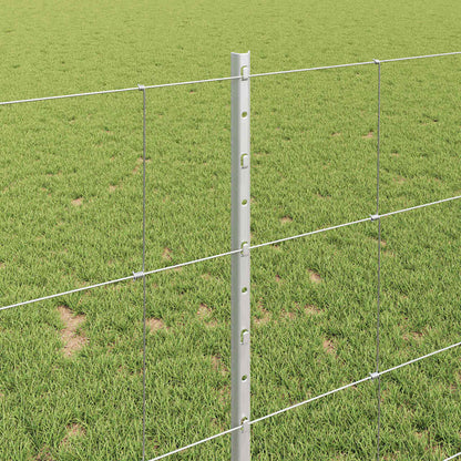 Outdoor Wild Fence with Posts 100 x 1 m Galvanised Steel Silver