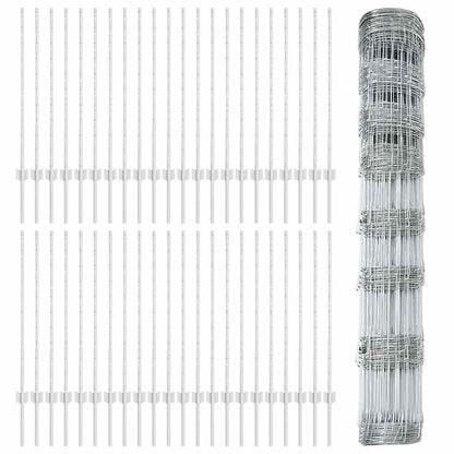 Outdoor Wild Fence with Posts 100 x 1 m Galvanised Steel Silver
