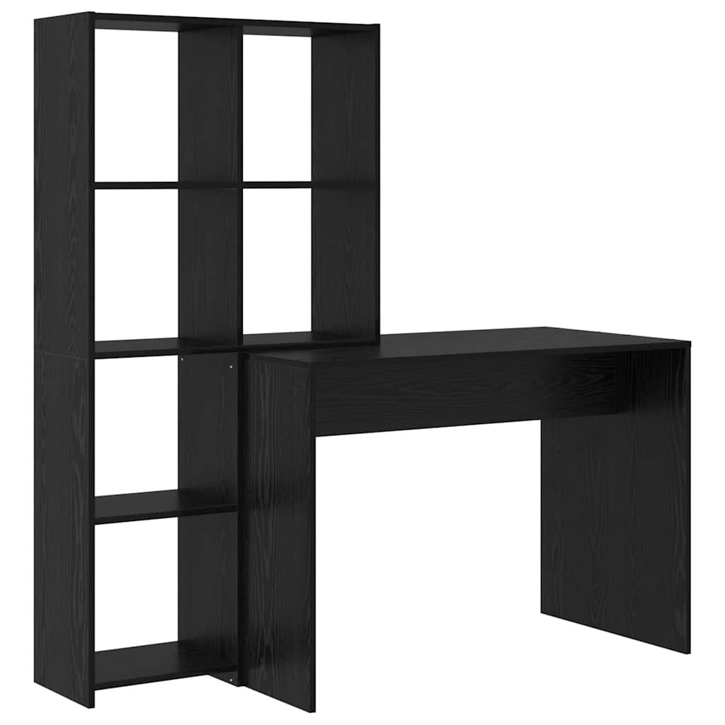 Desk with Shelf Black Oak 138.5 x 55 x 143 cm Engineered Wood