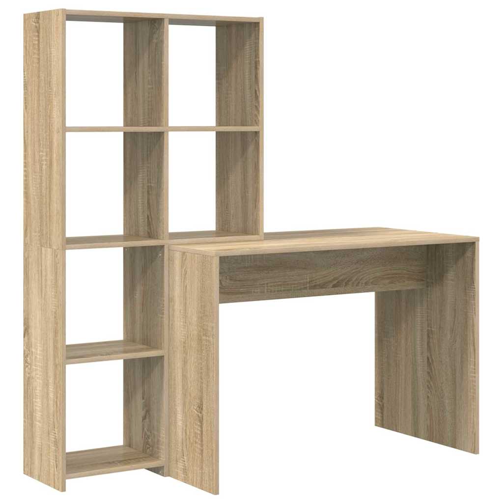 Desk with Shelf Sonoma Oak 138.5 x 55 x 143 cm Engineered Wood