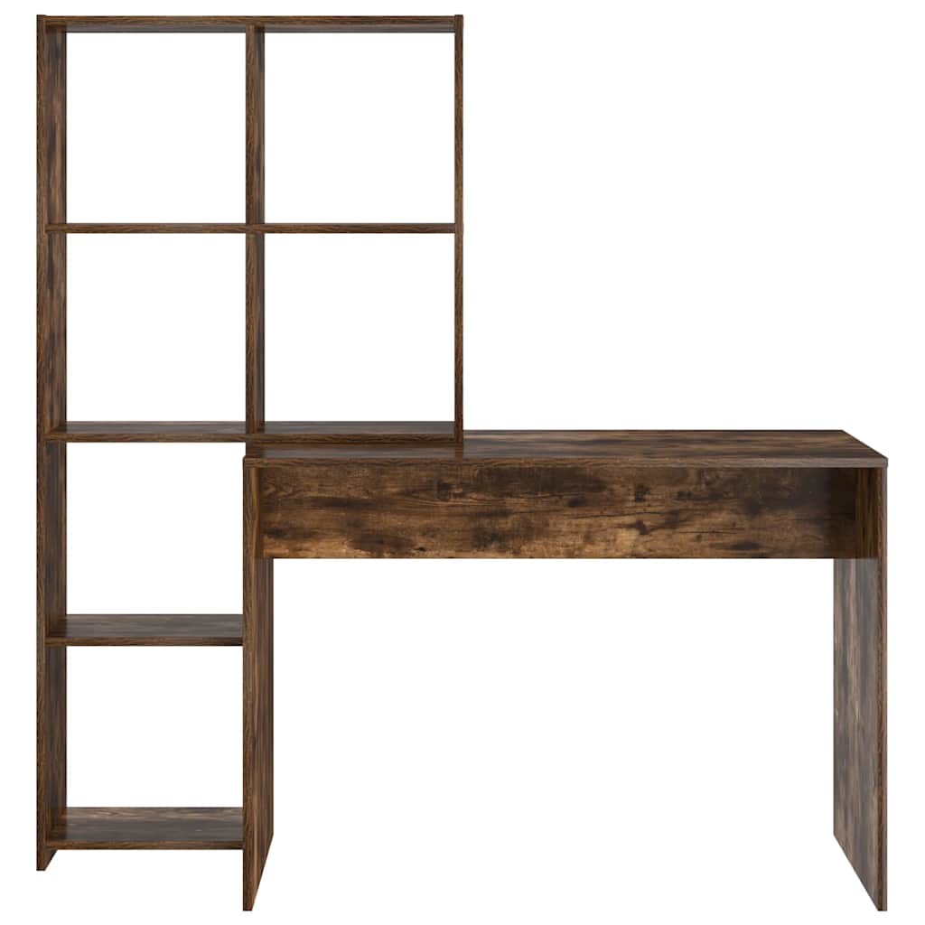 Desk with Shelf Smoked Oak 138.5 x 55 x 143 cm Engineered Wood