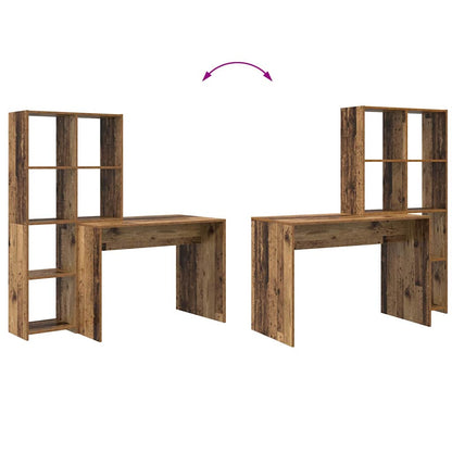 Desk with Shelf Old Wood 138.5 x 55 x 143 cm Engineered Wood