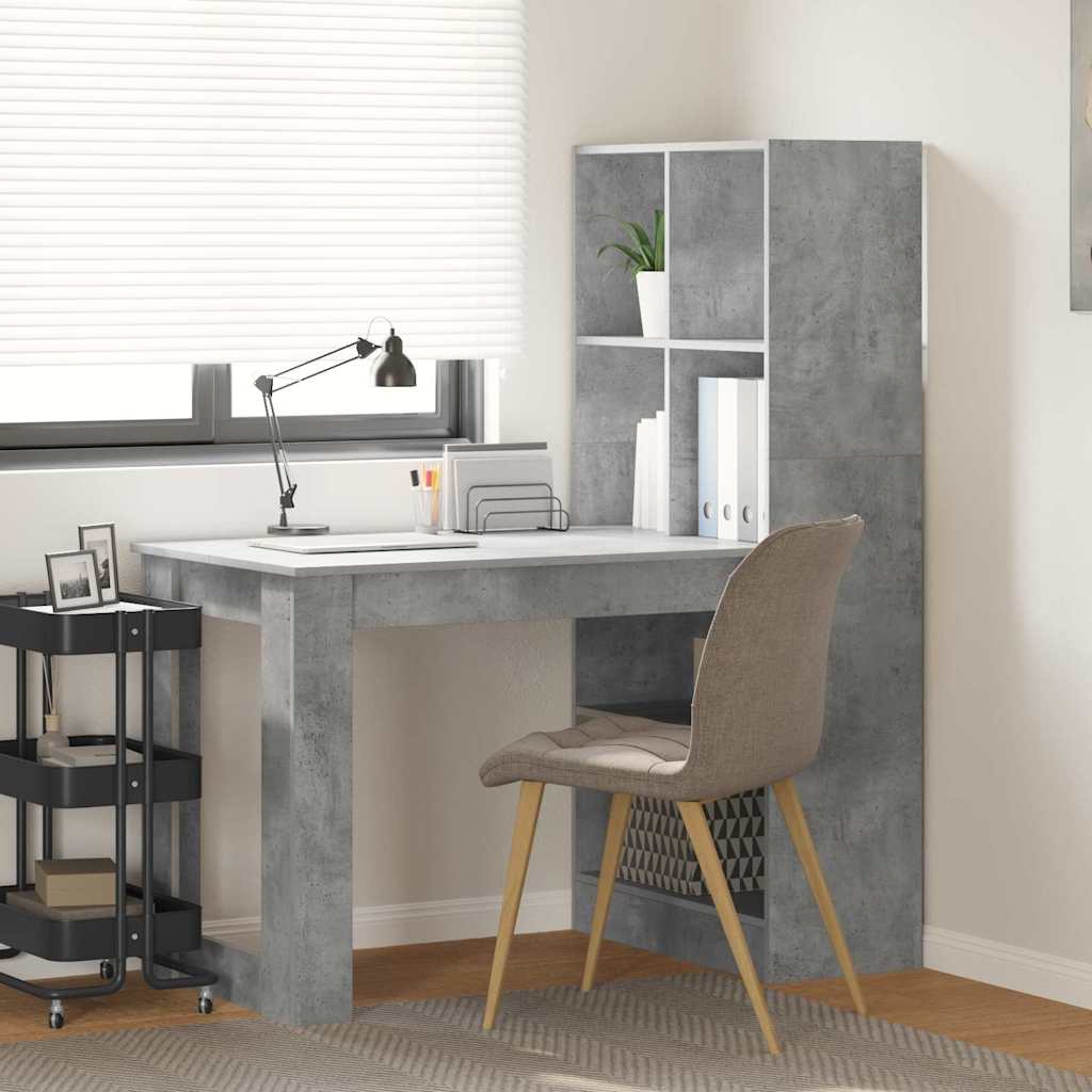 Desk with Shelf Concrete Grey 122 x 67 x 145 cm Engineered Wood