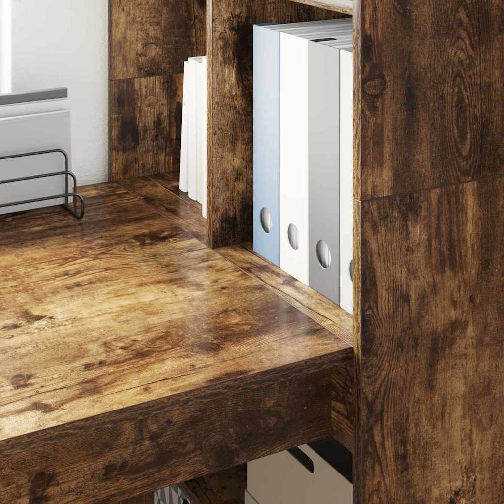 Desk with Shelf Smoked Oak 122 x 67 x 145 cm Engineered Wood