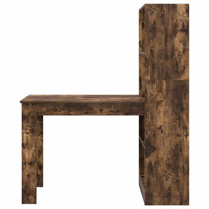 Desk with Shelf Smoked Oak 122 x 67 x 145 cm Engineered Wood