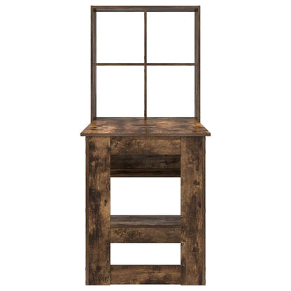 Desk with Shelf Smoked Oak 122 x 67 x 145 cm Engineered Wood