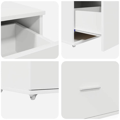 Desk with Drawer White 131.5 x 50 x 106.5 cm Engineered Wood