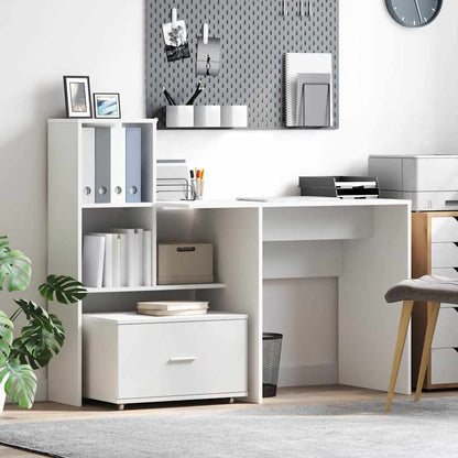 Desk with Drawer White 131.5 x 50 x 106.5 cm Engineered Wood
