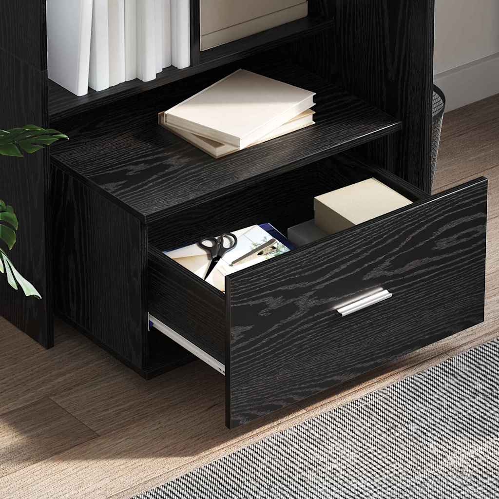 Desk with Shelf Black Oak 131.5 x 50 x 106.5 cm Engineered Wood