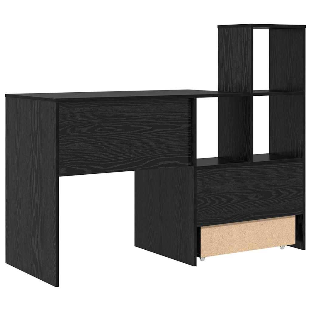 Desk with Shelf Black Oak 131.5 x 50 x 106.5 cm Engineered Wood