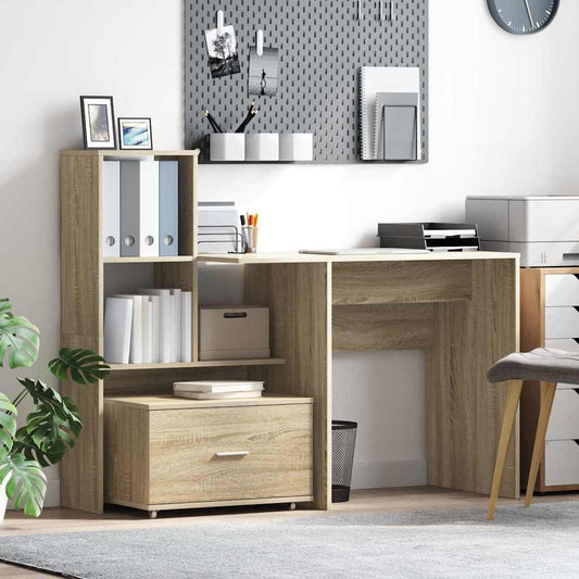 Desk Sonoma Oak Engineered Wood 131.5 x 50 x 106.5 cm