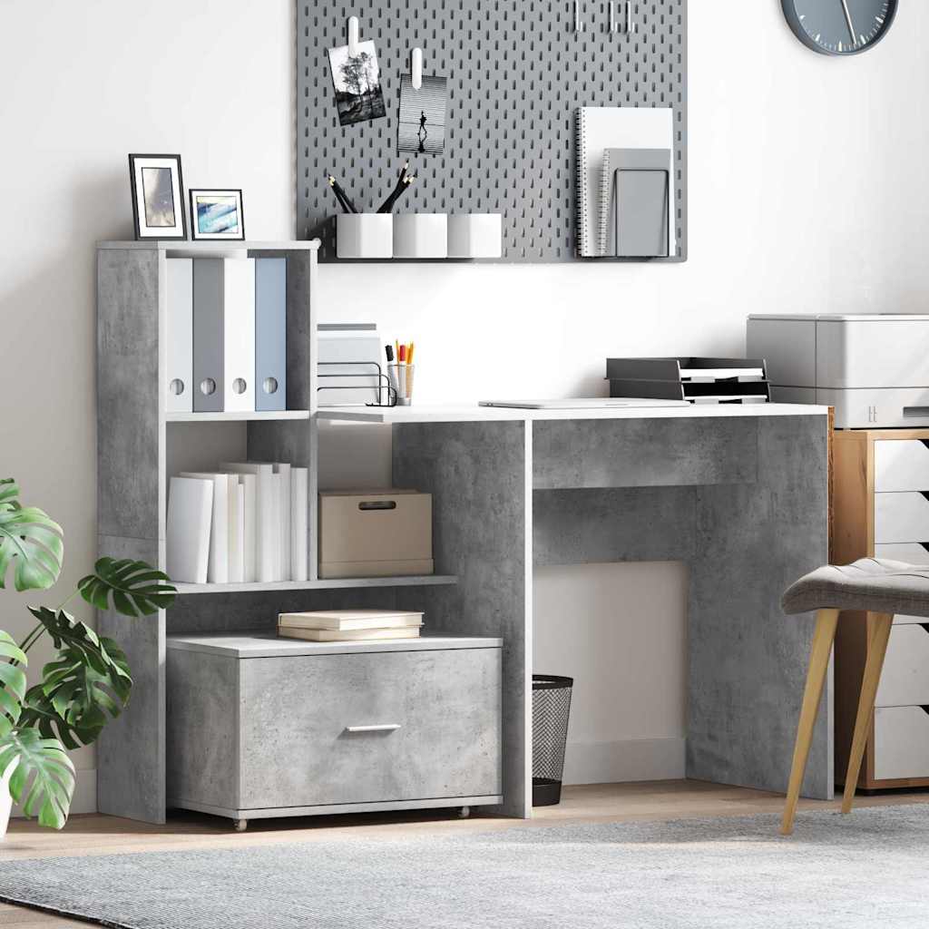 Desk Concrete Grey 131.5 x 50 x 106.5 cm Engineered Wood
