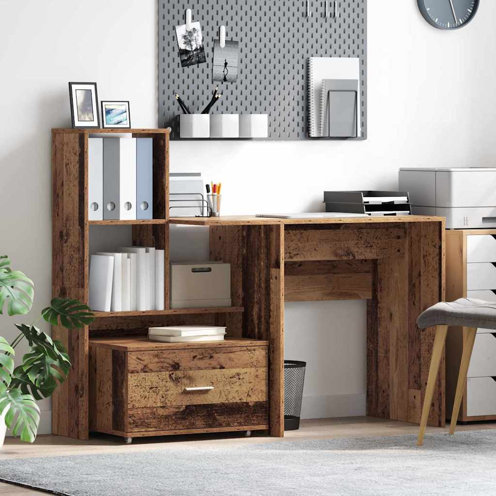 Desk with Drawer Old Wood 131.5 x 50 x 106.5 cm Engineered Wood
