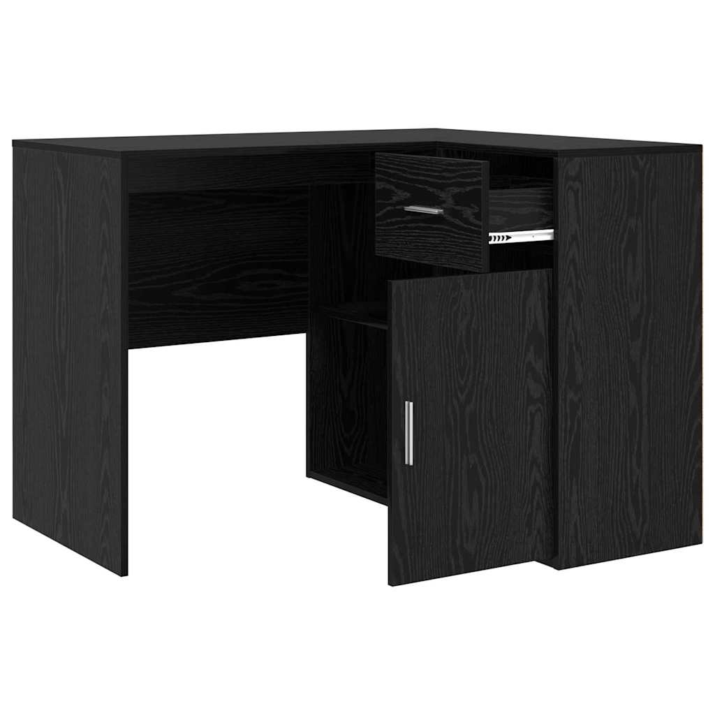 Corner Desk with Drawer Black Oak 102 x 88 x 75 cm