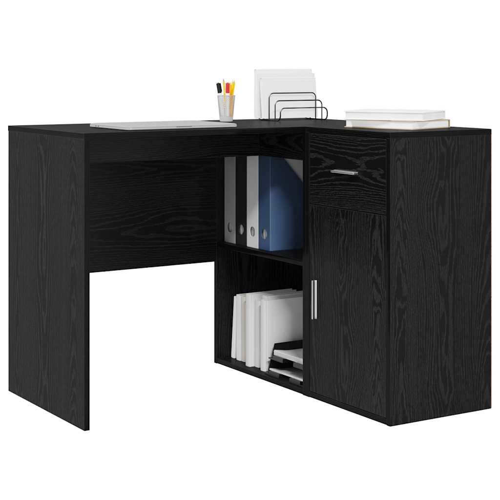 Corner Desk with Drawer Black Oak 102 x 88 x 75 cm