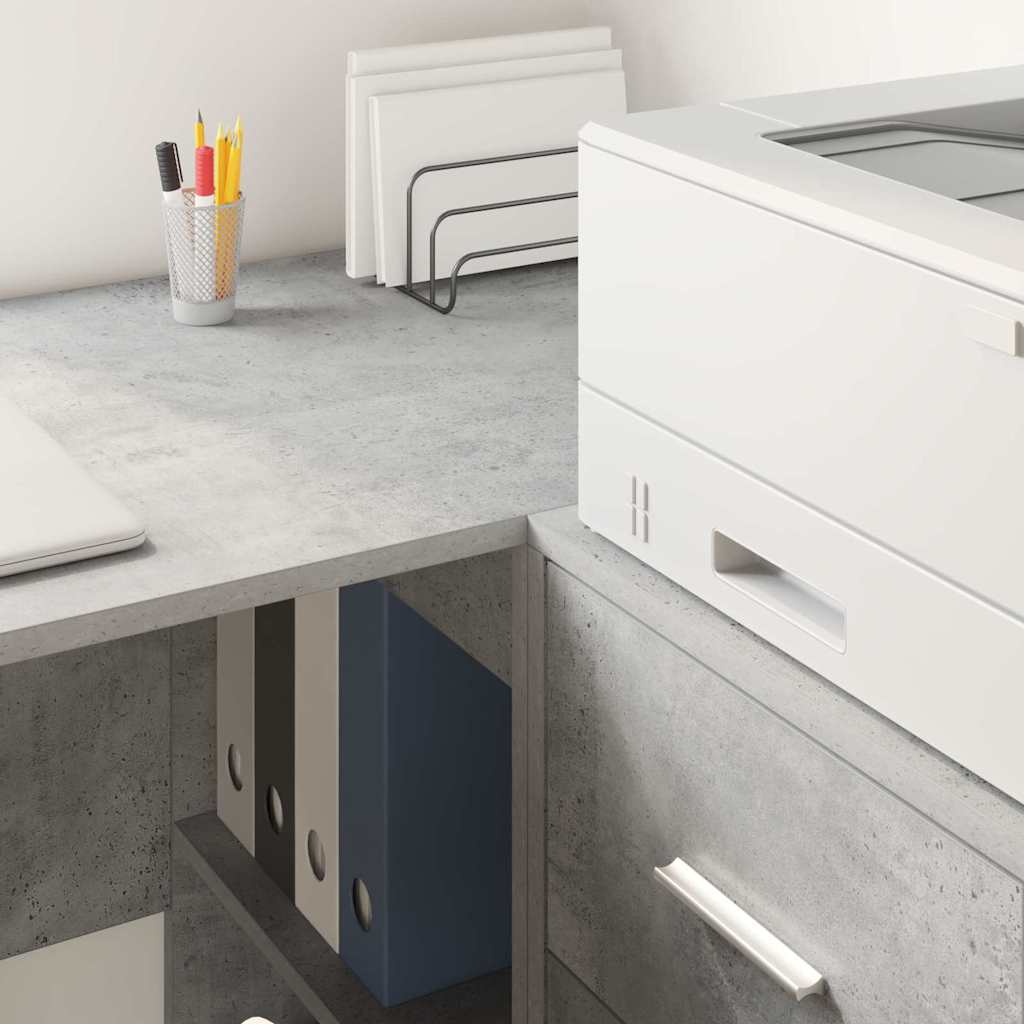 Corner Desk with Drawer Concrete Grey 102 x 88 x 75 cm