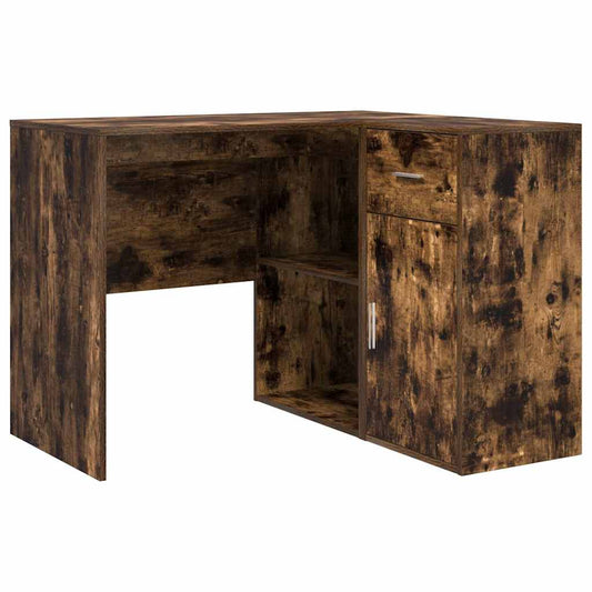 Corner Desk with Drawer with Shelf Smoked Oak 102 x 88 x 75 cm