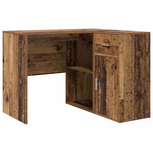 Corner Desk with Drawer with Shelf Old Wood 102 x 88 x 75 cm