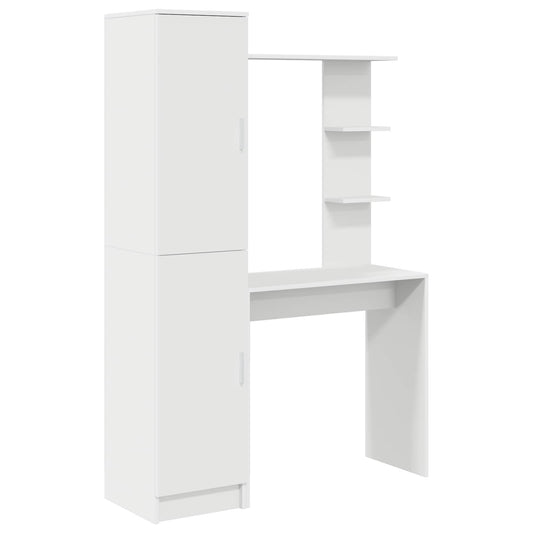 Desk with Shelf with Storage with Door 2 pcs White