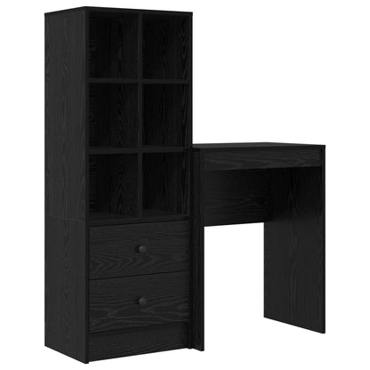 Desk with Drawer with Shelf with Storage 2 pcs Black Oak