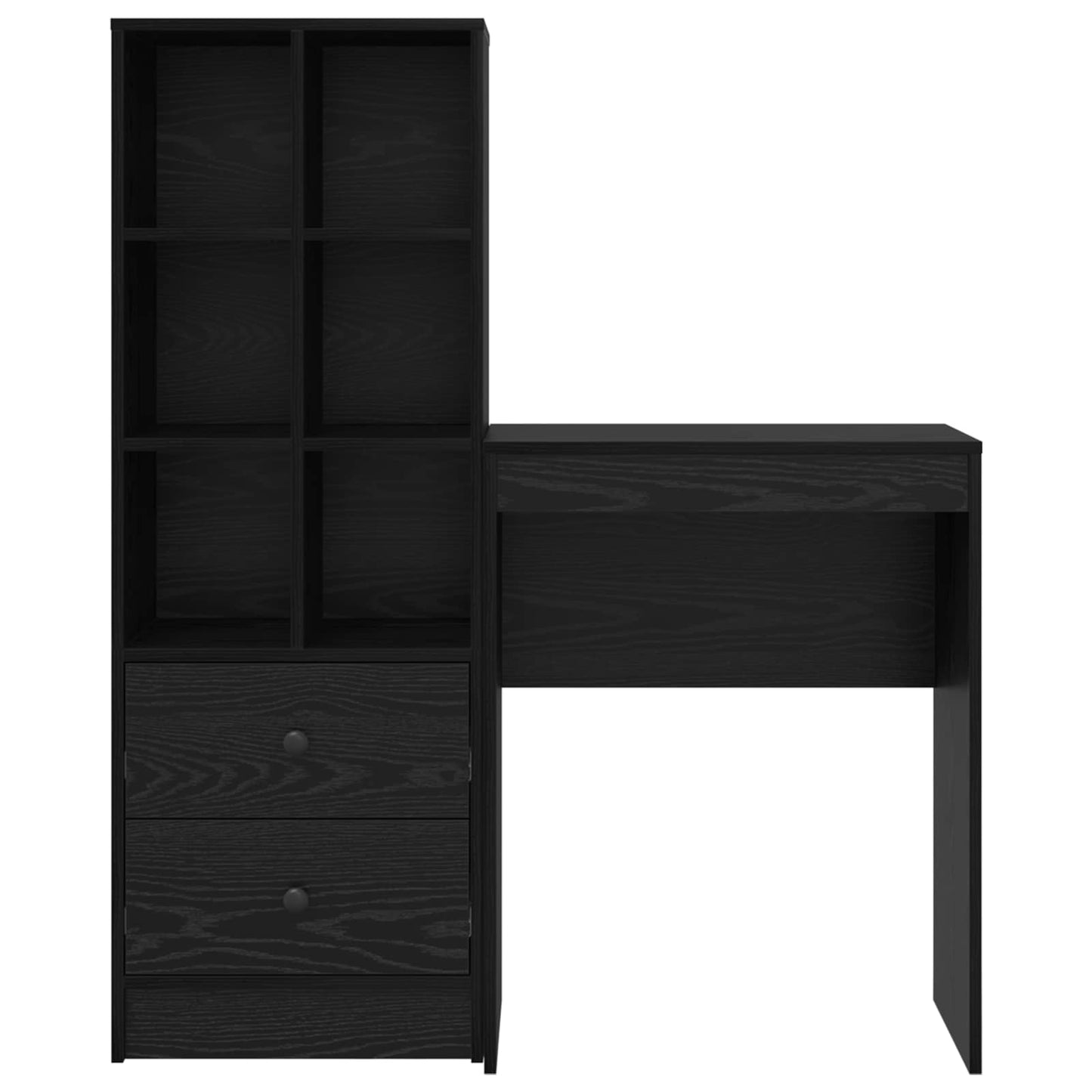 Desk with Drawer with Shelf with Storage 2 pcs Black Oak