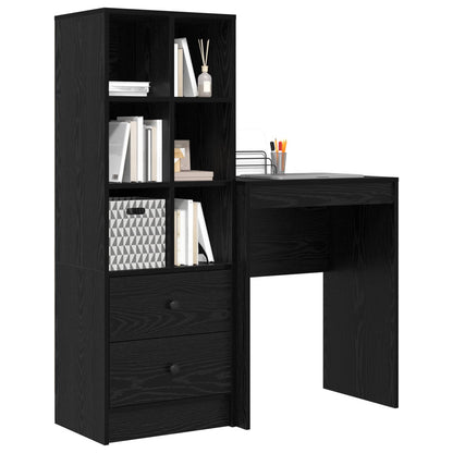 Desk with Drawer with Shelf with Storage 2 pcs Black Oak