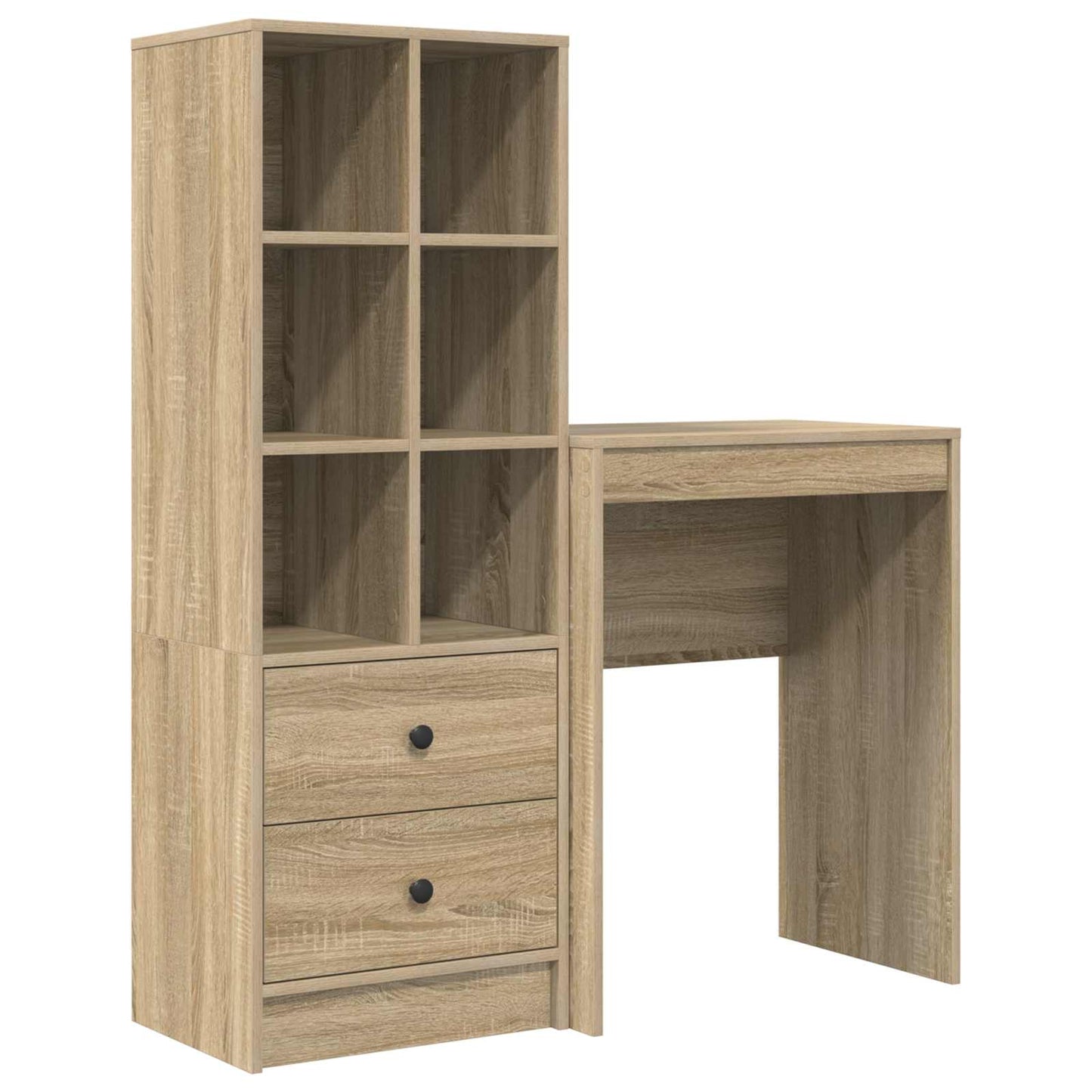Desk with Drawer with Shelf with Storage 2 pcs Sonoma Oak