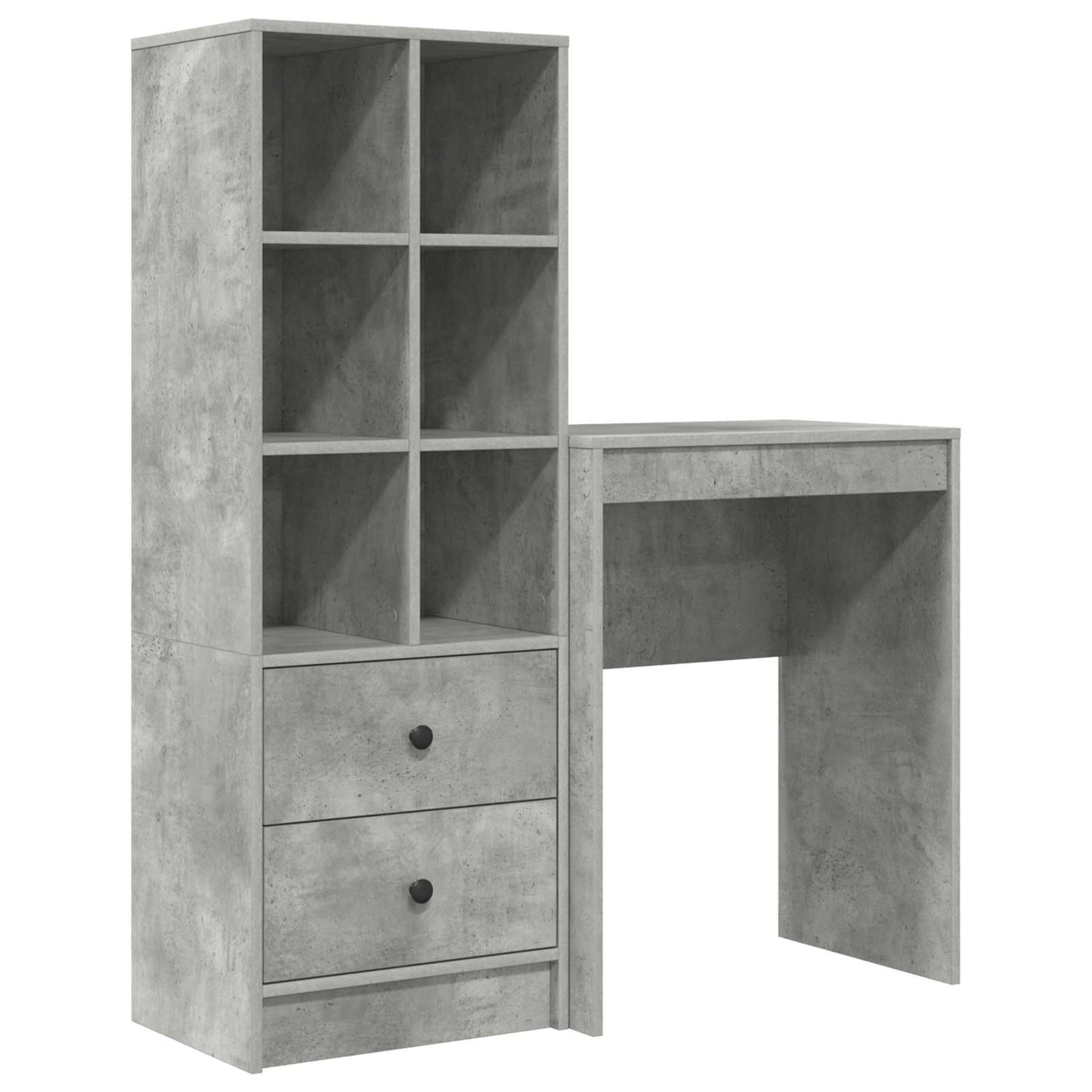 Desk with Drawer with Shelf with Storage 2 pcs Concrete Grey