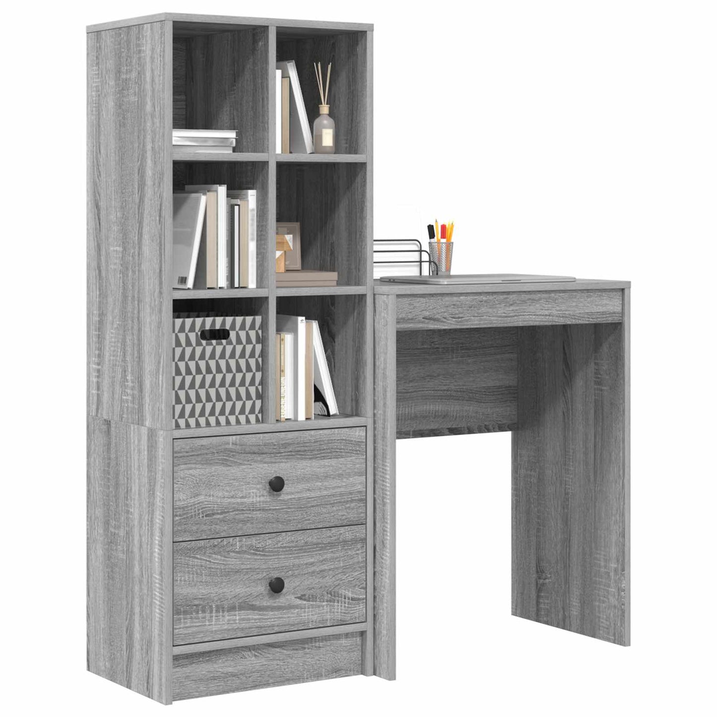 Desk with Drawer with Shelf with Storage 2 pcs Grey Sonoma
