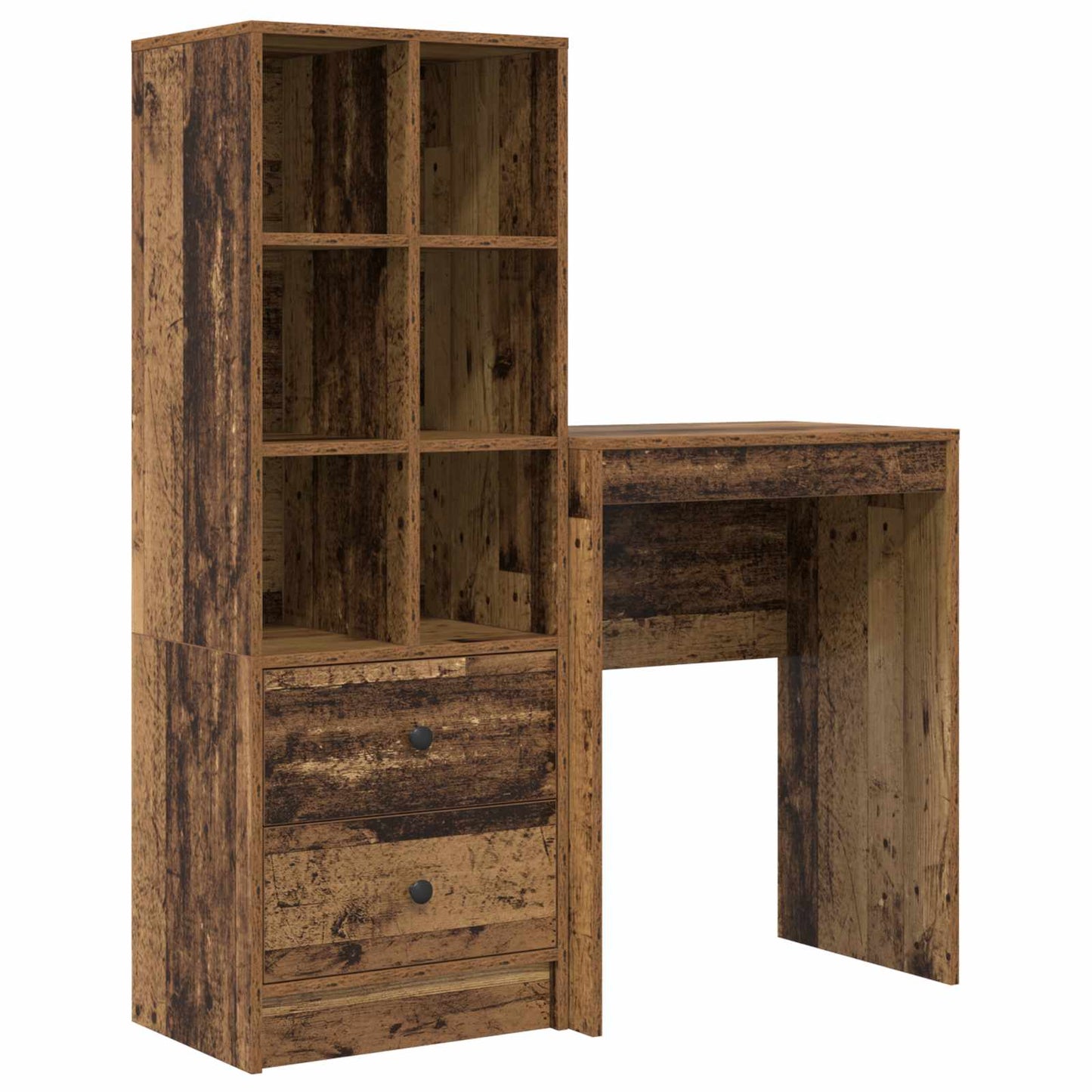 Desk with Drawer with Shelf with Storage 2 pcs Old Wood