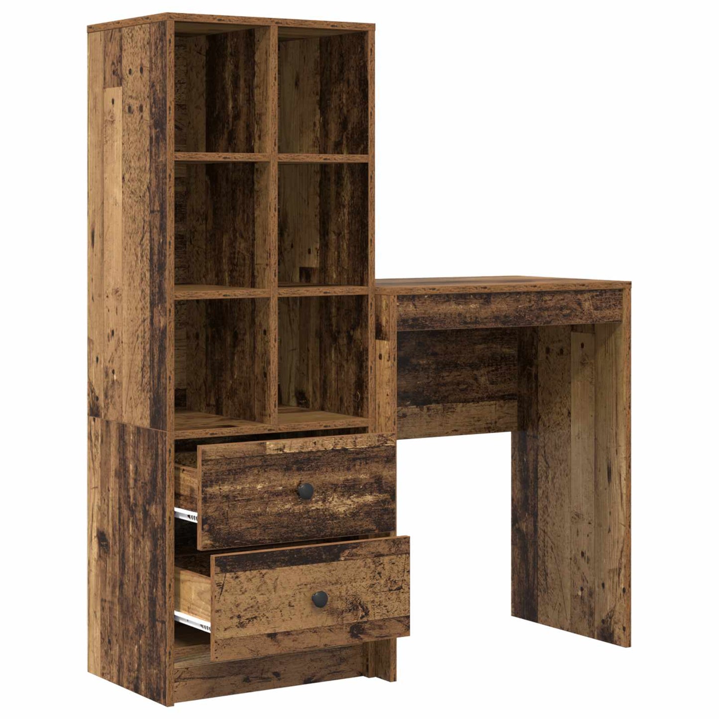 Desk with Drawer with Shelf with Storage 2 pcs Old Wood