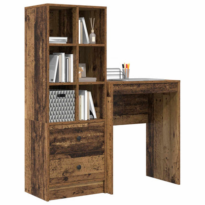 Desk with Drawer with Shelf with Storage 2 pcs Old Wood