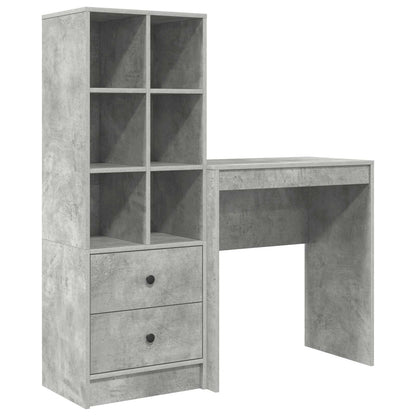 Desk with Drawer with Shelf with Storage 2 pcs Concrete Grey