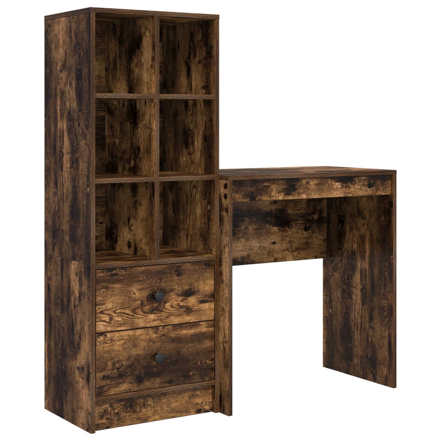 Desk with Drawer with Shelf with Storage 2 pcs Smoked Oak