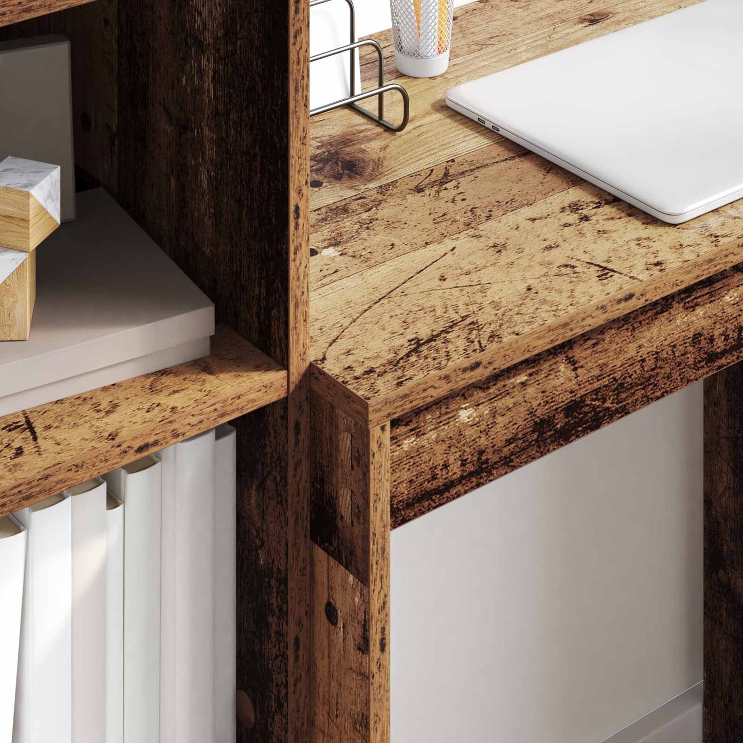 Desk with Drawer with Shelf with Storage 2 pcs Old Wood