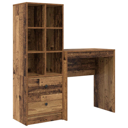 Desk with Drawer with Shelf with Storage 2 pcs Old Wood