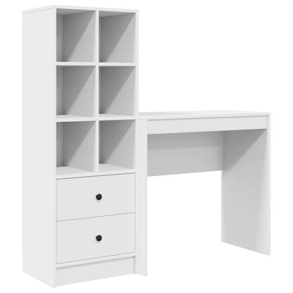 Desk with Drawer with Shelf with Storage 2 pcs White