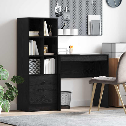 Desk with Drawer with Shelf with Storage 2 pcs Black Oak