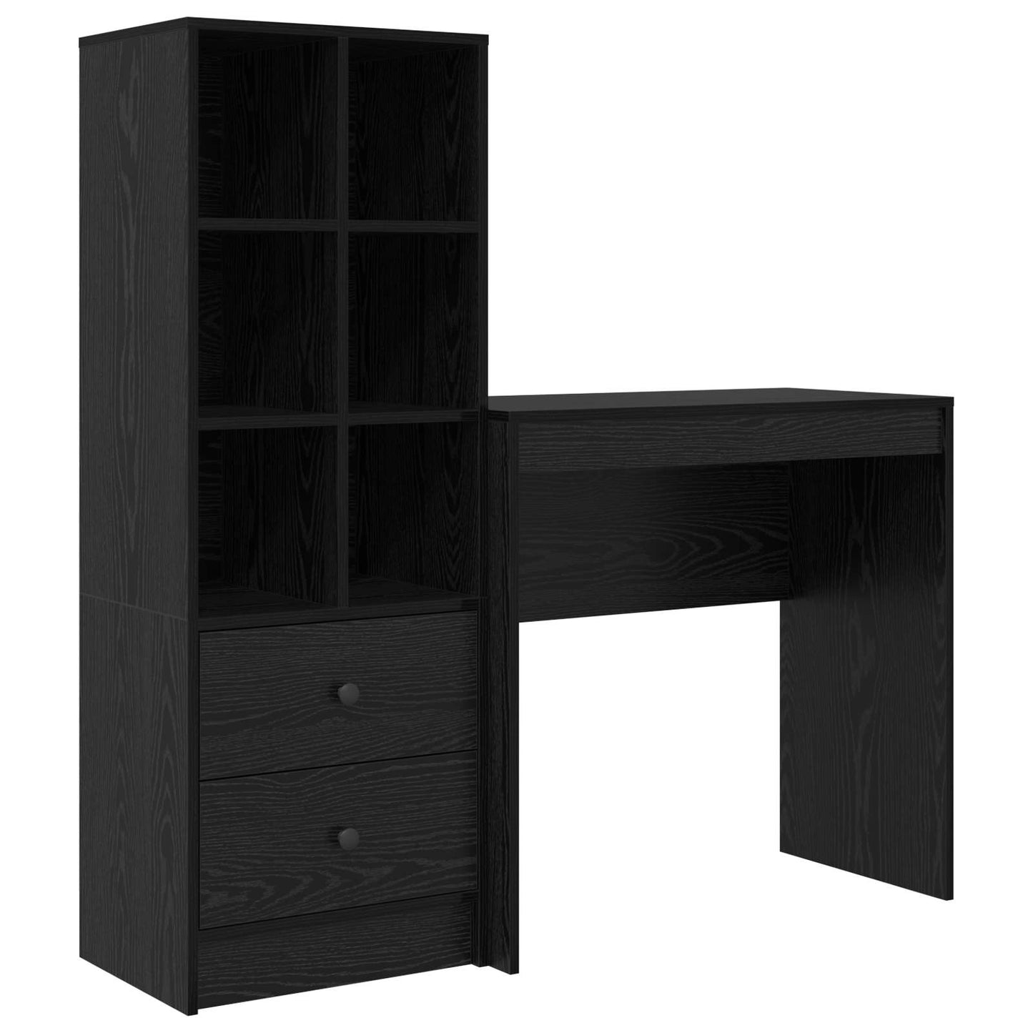 Desk with Drawer with Shelf with Storage 2 pcs Black Oak