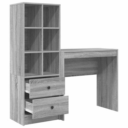 Desk with Drawer with Shelf with Storage 2 pcs Grey Sonoma