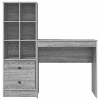 Desk with Drawer with Shelf with Storage 2 pcs Grey Sonoma